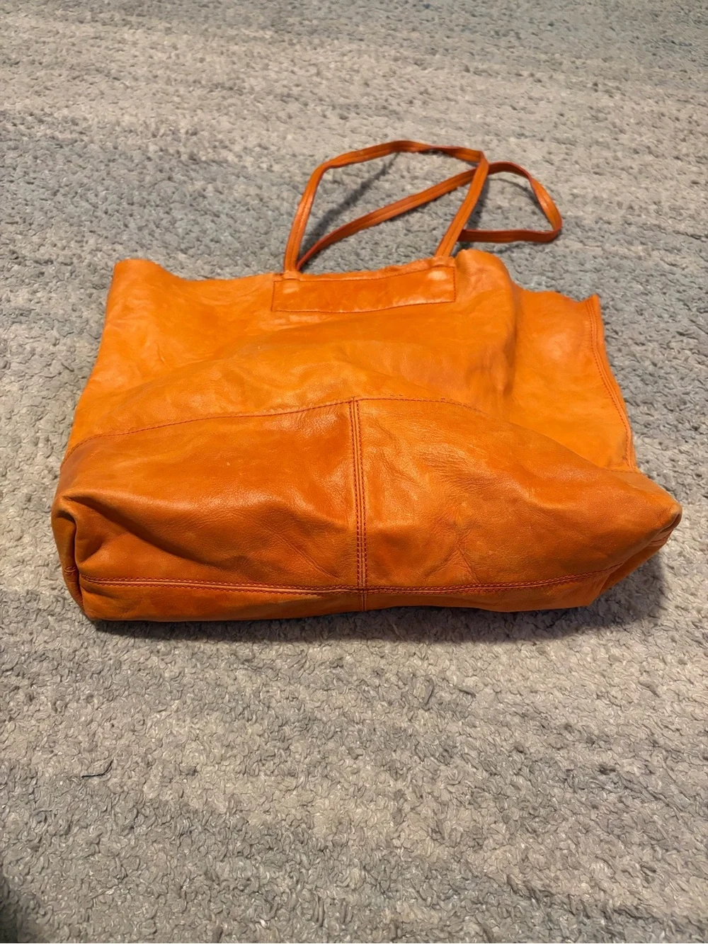 Banana Republic x Trina Turk Orange Leather Suede Large Tote Bag Floral Pocket
